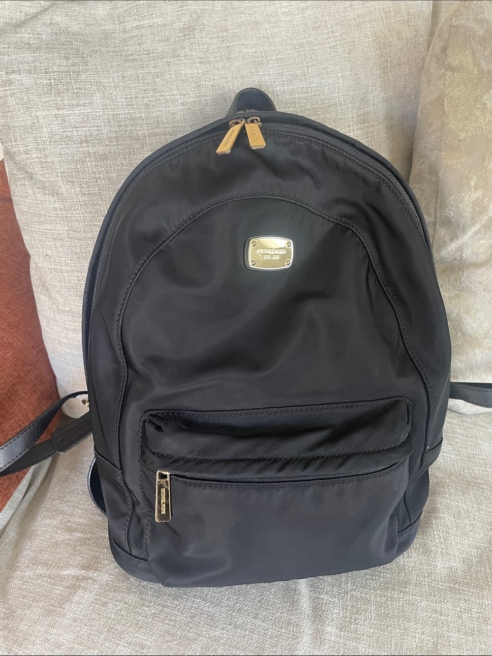 Michael Kors Black Nylon Backpack with Gold Hardware